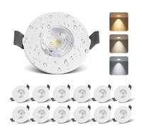 mega lumen Spot Led Encastrable, Spot Salle de Bain IP44, 5W 520LM Spots de Plafond Extra Plat, Blanc Chaud 3000K/Blanc Neutre 4000K/Blanc Froid 6000K pour Cuisine Salon, Ø68-74mm IRC90+, Lot de 12
