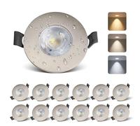 mega lumen Spot Led Encastrable, Spot Salle de Bain IP44, 5W 520LM Spots de Plafond Extra Plat, Blanc Chaud 3000K/Blanc Neutre 4000K/Blanc Froid 6000K pour Cuisine Salon, Ø68-74mm IRC90+, Lot de 12