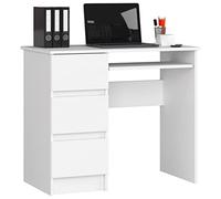 Megaastore Bureau Table d'ordinateur de Travail d'ordinateur Portable mobilier | 3 tiroirs à Gauche, pour Enfants, PC, Blanc 90x77x50 Gauche