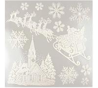MégaCréa DIY - Sticker vitrostatique Blanc pailleté Traineau Noël