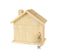MegaCrea DIY Tirelire en Bois Forme Maison avec Cadenas 15 x 8