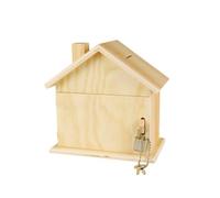 MégaCréa DIY - Tirelire en bois forme maison avec cadenas 15 x 8 x 14,5 cm