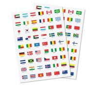 MÉGACRÉA Gommettes thème Drapeaux (108 pièces) Monde Pays Stickers Autocollants
