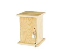 MÉGACRÉA Tirelire en Bois avec Cadenas 10 x 10 x 13,5 cm - Tirelire en Bois Naturel - Objet de Décoration pour Enthusiastes de la Décoration d'Intérieur - Mixte - Tout Âge