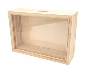 MÉGACRÉA Tirelire en Bois avec fenêtre 17 x 12 x 5 cm