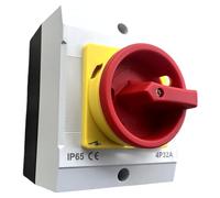 MegaHertz MG324 Interrupteur-Sectionneur Rotatif Rouge et Jaune 32A 3 et 4 Pôles IP65
