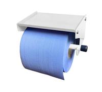 MegaMaxx Porte-rouleau et papier bleu avec étagère de rangement - Distributeur mural pour serviettes en papier industriel (blanc)