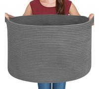 MEGASKET Grand panier de rangement gris foncé, paniers en corde de coton tissu pour le rangement, grand panier de rangement organisateur de couverture pour salon, chambre
