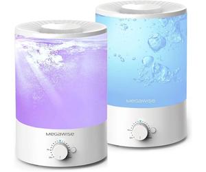 MEGAWISE, lot de 2 humidificateurs d'air de 3,5 litres, système de remplissage supérieur, technologie à ultrasons pour un brouillard froid, avec un grand réservoir