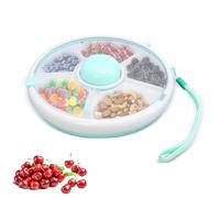 Megcdtr Boîte à goûter pivotante à 5 compartiments avec poignée de transport (18 cm/vert)