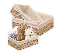 Megcdtr Lot de 3 corbeilles à pain tressées avec insert en coton (beige) | Panier de rangement tressé style Scandi pour pain, pâtisserie et articles ménagers