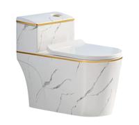 MegLob Toilettes De Luxe À Double Chasse Pour Usage Domestique, Toilettes En Céramique À Siphon Silencieux, Hauteur De Siège De 16 Pouces, Trous Pré-Percés Standard De 12 Pouces,Aa