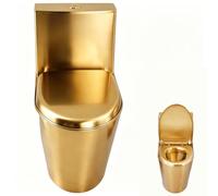 MegLob Toilettes En Acier Inoxydable 304 Avec Couvercle, Toilettes Commerciales À Siphon À Double Chasse, Bouton D'économie D'eau À Double Chasse De 0, 7 À 1, 5 Gallons,D'or