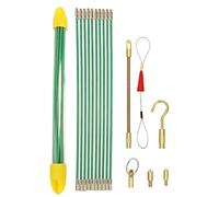 MEGYAD Lot de 10 barres en fibre de verre - Aide à la traction des câbles - 10 barres x 33 cm x 4 mm - Spirale de traction avec ressort de guidage, aide à la traction avec crochet et trou pour la pose