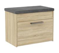 MeHome Étagère À Chaussures 35x60x49 Cm avec Assise Et Espace De Rangement 32x56x8 Cm Coussin D'assise Banc À Chaussures Meuble À Chaussures en Bois pour Couloir Étagère À Chaussures Banc (Sonoma)