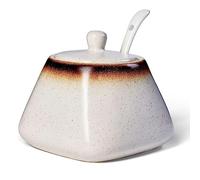 Mehrido Sucrier en céramique avec couvercle et cuillère - 430 ml - Pot à sucre en porcelaine pour café, maison et cuisine - Élégant récipient de rangement pour sel et condiments
