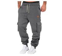 MEIbax Pantalon Cargo Polaire Elastique Homme Hiver Pantalon de Travail Multipoches Chaud Doublure Grande Taille Pantalons de Survêtement Décontracté Thermique Pantalon de Jogging