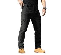 MEIbax Pantalon Cargo pour Homme Tactique Militaire RandonnéE Chasse Pants D’Automne avec Zip Et Boutons Poches Multiples Pantalon De Travail Combat Stretch Extensible (Black-B, L)