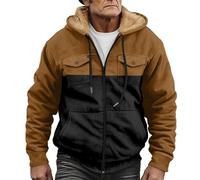 MEIbax Veste Polaire Homme Sweat à Capuche Automne Hiver Chaud Doublure Épaisse Blouson Manches Longues Zippée Sweatshirt Thermique Grande Taille Vintage Manteau avec Poches Survêtement