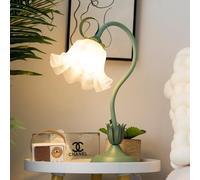 meibeileil Fleur Lampe de Bureau Led,Métal+PE Col de Cygne DIY Lampe de Bureau avec 3-Lampes pour Filles,Salon,Chevet,Vert.