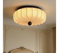 meibeileil Lanterne Luminaire Plafonnier Ronde Wabi-Sabi,Blanche Abat-jour en Tissu Φ40cm, Plafonnier Imprimée Boho Beige, Plafonnier Chambre Dimmable avec Télécommande pour Cuisine,Salon,Couloir.