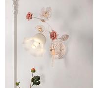 meibeileil Vintage Fleur Applique Murale en Verre,Lampe De Chevet Chambre Fleurs en Craquelé Déco Métal Base,applique en forme de fleur en Céramique pour Salon,Cuisine,Couloir,Chevet,Escaliers,1TêTe.