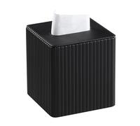 MEIBOOCH Housse de boîte à mouchoirs carrée élégante en Cuir synthétique avec Fond magnétique pour Salle de Bain, Chambre à Coucher ou Bureau (Rayures Noires)