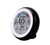 Meichoon Thermomètre Hygromètre électronique sans Fil Pour Intérieur et Extérieur,écran Tactile Rond Avec écran LCD,Testeur de Station Météo,UD02 Noir