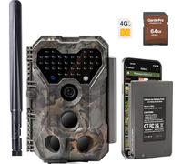 Meidase S970 Pro 4G LTE Caméra de Chasse, 48MP 1296P, avec Streaming en Direct, Vision Nocturne, Activation par Mouvement 0.1s, Transfert d App, avec Batterie Lithium 7800mAh et Carte SD 64GB, GPS