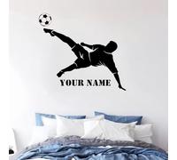 MEIEG Stickers Muraux Football Personnalisés for Chambre De Garçon, Sticker Mural avec Nom Personnalisé, Autocollant en Vinyle, Décoration Murale Personnalisée for Chambre d'enfant(30x42cm)