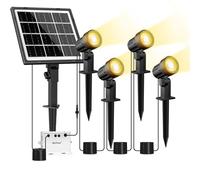 MEIHUA Spot Solaire Exterieur 2700K Blanc Chaud Lampe Solaire 5000mAh | IP66 Étanche 3 Luminosité 3 Modes Lumière Exterieur Solar Pour Jardins Arbres Chemins Terrasse Halloween Noël Lot De 4