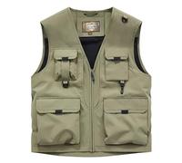 MEIION Gilet cargo multi-poches léger et respirant - 16 poches pour rangement optimal, tissu polyester-coton duragle, coupe-vent et séchage rapide - pour randonnée et pêche, voyage et bricolage