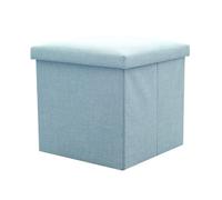 Meiju Mateju Tabouret Pouf Pliable en Coffre de Rangement Siège Rembourré en Lin-Choix Multiples-Facile à Transporter Gagner de l'espace + Cadeau (30x30x30cm,Bleu bébé)