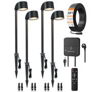 MEIKEE Éclairage paysager 6 W, 660 lumens, intensité réglable, 12 V-24 V | Projecteurs de jardin à 5 couleurs avec transformateur, câble d'alimentation, prise UE, câble de 10 m, étanches IP66