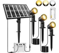 Meikee Garden Spotlight Solar Pack 3 lumières 2700 K 4000 6000 Luminosité Minuterie Éclairage Télécommande IP66 LES LUMINAIRES WASHEROFTER COMMUTATION DU TRA