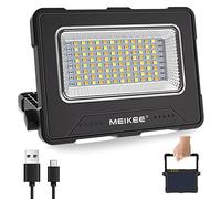 MEIKEE Lampe de Chantier Rechargeable avec Batterie 12000mAh - Noir | 1000lm, 4 Modes, 5 Luminosités, Solar & USB Rechargeable, Power Bank, Projecteur led Portable pour Camping Pêche Atelier