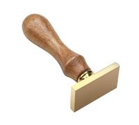 Meiliyizu Tête de tampon avec manche en bois, grand rectangle droit | Tête de sceau ronde carrée en forme de cœur avec poignée en bois brut
