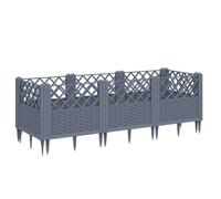 Meilleures Jardinière - SHOP - Pot de fleurs-Bac à fleurs - avec piquets bleu gris 123,5x43,5x43,5 cm PP SSD4229076