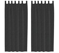 Meilleures Rideau fenêtre-Rideaux en voile avec passants 2 pcs noir SSDC3749235