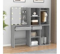 Meilleures Table de Maquillage/Chambre, Coiffeuse à LED avec armoires Sonoma gris - Bois d'ingénierie - HZ414677