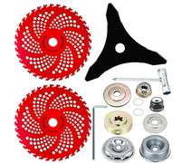 MEILLYOCEAN Lot de 3 lames de débroussailleuse en acier carbone à 3 dents de 25,4 cm et 2 lames en carbure de tungstène 36 dents de 22,9 cm, avec kit d'adaptateur pour tondeuse et désherbeur