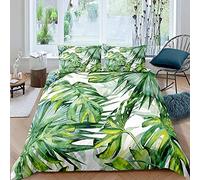 Meimall Parure De Lit Vert Feuilles Plantes Art 240X280 Cm Anti-Rides Et Anti-Allergique - Housse De Couette avec - Housse De Couette Douce - La Fibre De Polyester Est Super Douce
