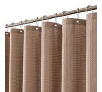 meioro Rideau de Douche Beige, Anti Moisissure Waffle Tissu Texturé Lourd Rideaux avec 12 Crochets, 180 x 240cm Imperméables Drap de Douche de Luxe en Tissu Lesté pour Salle de Bain, BaigGrise