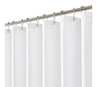 meioro Rideau de Douche Blanc, Anti Moisissure Waffle Tissu Texturé Lourd Rideaux avec 12 Crochets, 180 x 240cm Imperméables Drap de Douche de Luxe en Tissu Lesté pour Salle de Bain, Baignoire