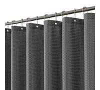 meioro Rideau de Douche Gris, Anti Moisissure Waffle Tissu Texturé Lourd Rideaux avec 12 Crochets, 180 x 200cm Imperméables Drap de Douche de Luxe en Tissu Lesté pour Salle de Bain, BaigGrise