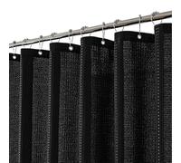 meioro Rideau de Douche Noir, Anti Moisissure Waffle Tissu Texturé Lourd Rideaux avec 12 Crochets, 180 x 180cm Imperméables Drap de Douche de Luxe en Tissu Lesté pour Salle de Bain, Baignoire