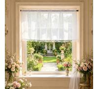 meioro Rideaux Brise-bise Semi Transparent Rideau Cuisine, 120x60H cm, 1P | Petit Rideau Occultant Court, Rideaux Courts Rideau de Cuisine, White Meuble Rideau Chambre Porte Fenêtre, Placard,Sous-Evier