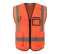 Meiosuns Gilet de Sécurité Haute Visibilité Réfléchissant avec Poches Zip | Gilets Fluorescent avec Sangles Anti-détachement Poitrine Velo Reflechissant Securite Moto Chasuble Homme Femme