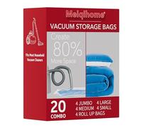 MEIQIHOME Lot de 20 Sacs Sous Vide pour Vêtements - 4J/4L/4M/4S/4 Roulables Réutilisables - Sacs de Compression Réutilisables pour Voyage et Maison