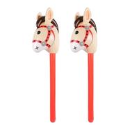 MEISH Lot de 2 bâtons gonflables en forme de tête de cheval rouge - Accessoires de fête gonflables - Kit de décorations de fête de cowboy et cowgirl pour carnaval, anniversaire sur le thème de Noël